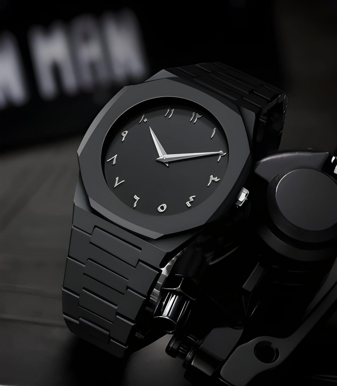 Premium Black Aura Arabic Dial Watch