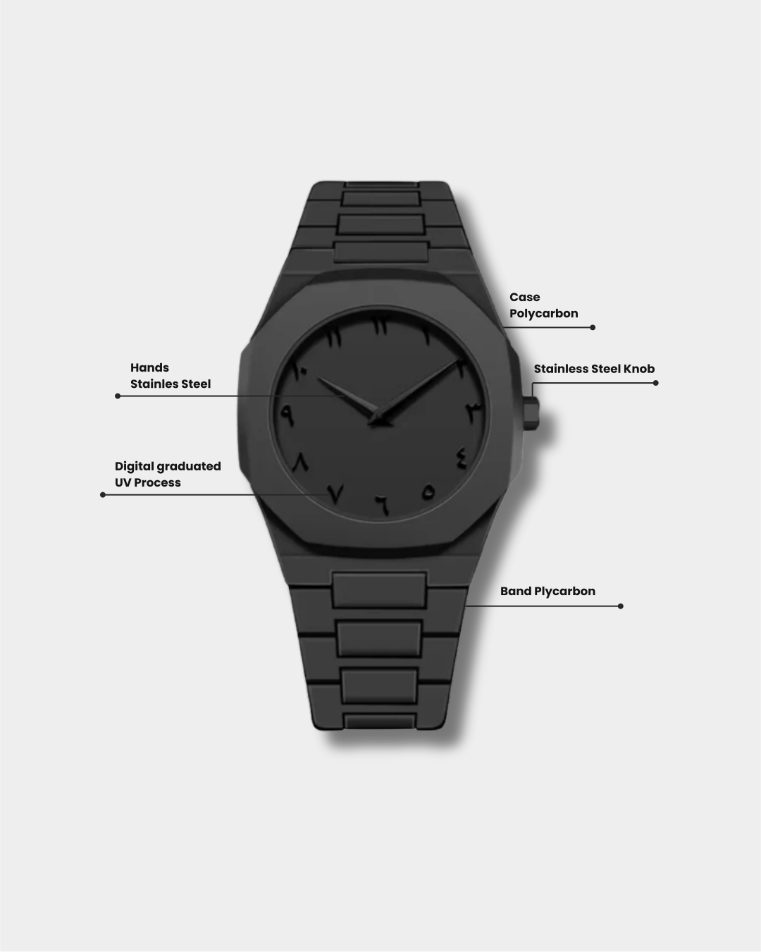 Premium Black Aura Arabic Dial Watch